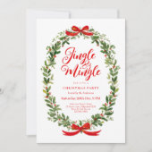 Jingle And Mingle Wreath Christmas Party 招待状 (正面)