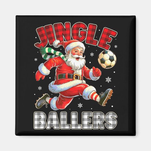 Jingle Ballers Santa Football Christmas Soccer Pla マグネット (正面)