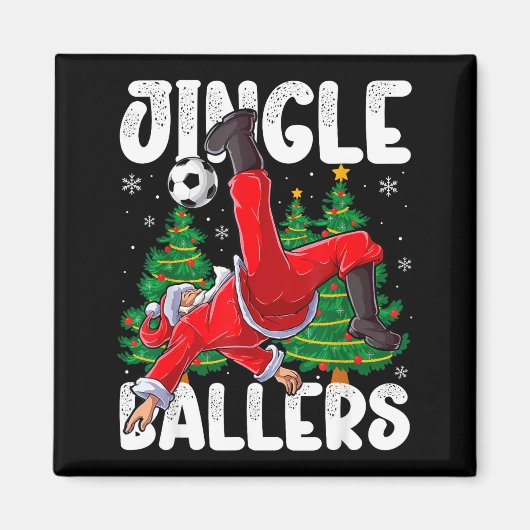 Jingle Ballers Santa Football Christmas Soccer Pla マグネット (正面)