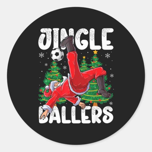 Jingle Ballers Santa Football Christmas Soccer Pla ラウンドシール (正面)