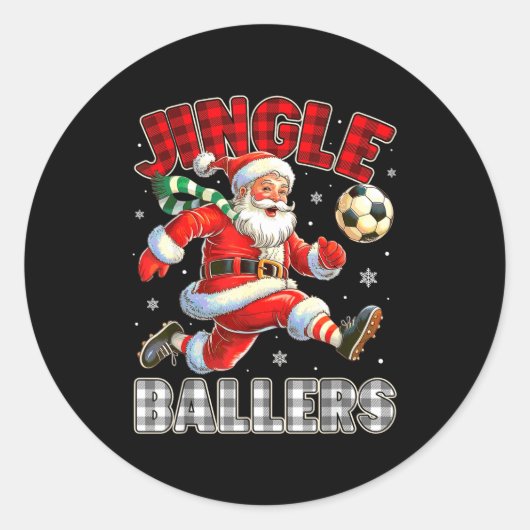Jingle Ballers Santa Football Christmas Soccer Pla ラウンドシール (正面)