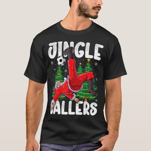Jingle Ballers Santa Football Christmas Soccer Pla Tシャツ (正面)