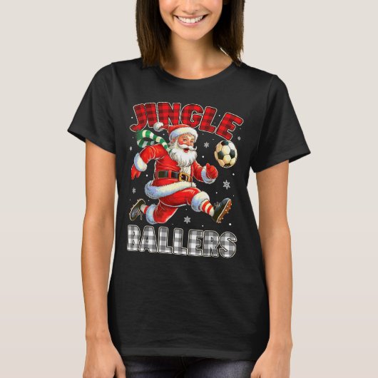 Jingle Ballers Santa Football Christmas Soccer Pla Tシャツ (正面)