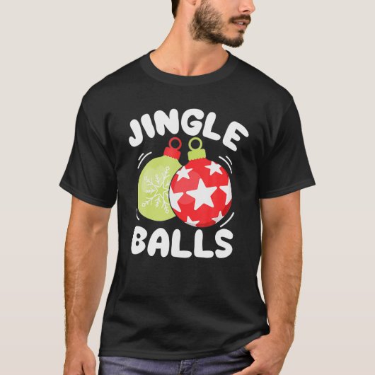 JINGLE BALLS Tinselカップルおもしろいクリスマスクリ Tシャツ (正面)