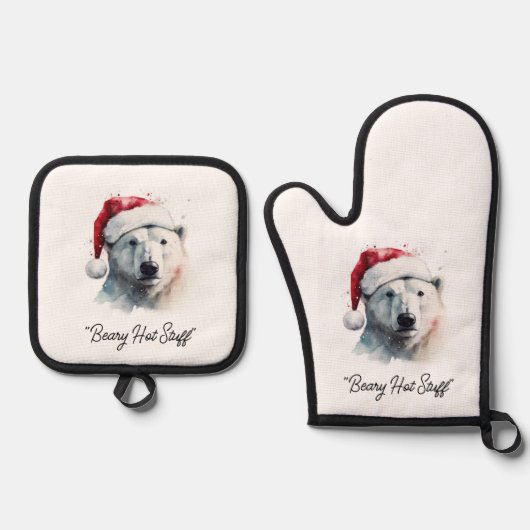 Jingle Bear Joy, custom 鍋つかみ&鍋敷きセット (正面)