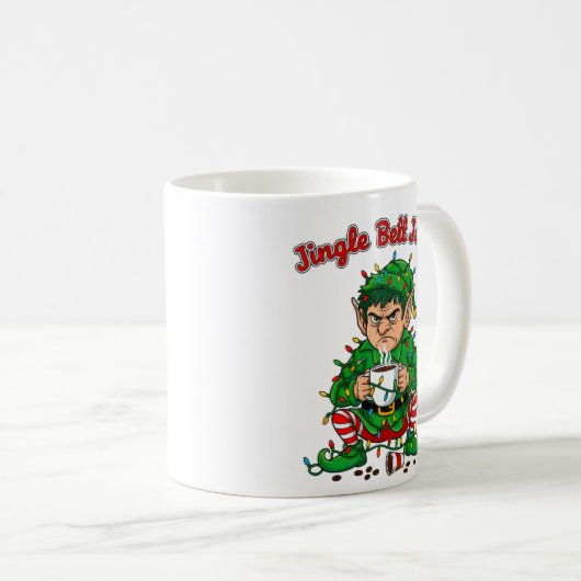Jingle Bell Java Funny Elf Coffee Design コーヒーマグカップ (正面右)