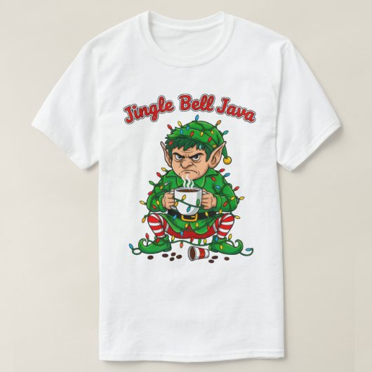 Jingle Bell Java Funny Elf Coffee Design Tシャツ (デザイン正面)