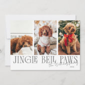 Jingle Bell Paws Christmas White Dog Photo  シーズンカード (正面)