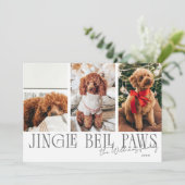 Jingle Bell Paws Christmas White Dog Photo  シーズンカード (スタンド正面)