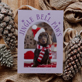Jingle Bell Paws Dog写真薄紫クリスマス シーズンカード