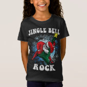 Jingle Bell Rock Santaのギタ遊ークリスマスフー Tシャツ (正面)