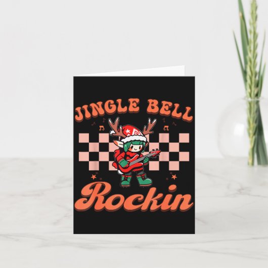 Jingle Bell Rocking Christmas Elf Rock N Roll Guit カード (正面)