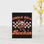 Jingle Bell Rocking Christmas Elf Rock N Roll Guit カード (黄色い花)