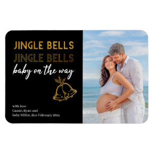 Jingle Bellsベビーオンザウェイクリスマスフォト マグネット
