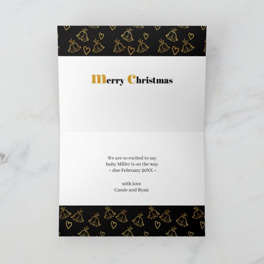 Jingle Bellsベビーオンザウェイ写真妊娠 シーズンカード (内部)