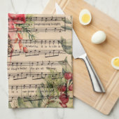 Jingle Bellsヴィンテージクリスマスカロルソングシート キッチンタオル (四つ折り)