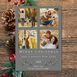Jingle Bells写真コラージクリスマス | グレー シーズンカード