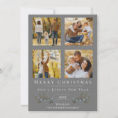 Jingle Bells写真コラージクリスマス | グレー シーズンカード (正面)