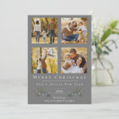 Jingle Bells写真コラージクリスマス | グレー シーズンカード (スタンド正面)