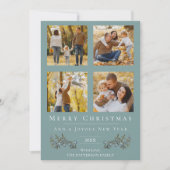 Jingle Bells写真コラージクリスマス | ティール シーズンカード (正面)