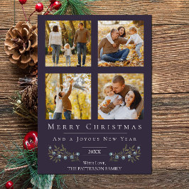 Jingle Bells写真コラージクリスマス | パープル シーズンカード