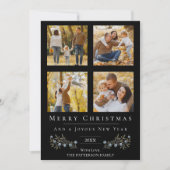 Jingle Bells写真コラージクリスマス | ブラック シーズンカード (正面)
