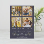 Jingle Bells写真コラージクリスマス | ブルー シーズンカード (スタンド正面)