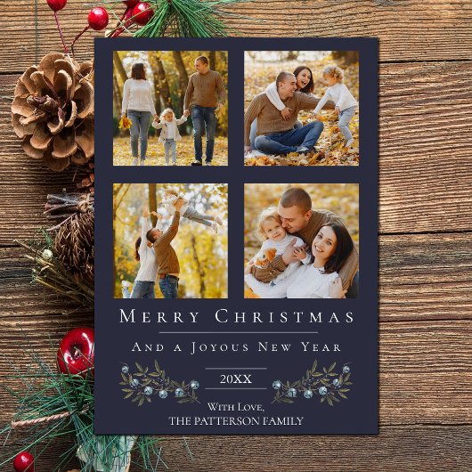 Jingle Bells写真コラージクリスマス | ブルー シーズンカード