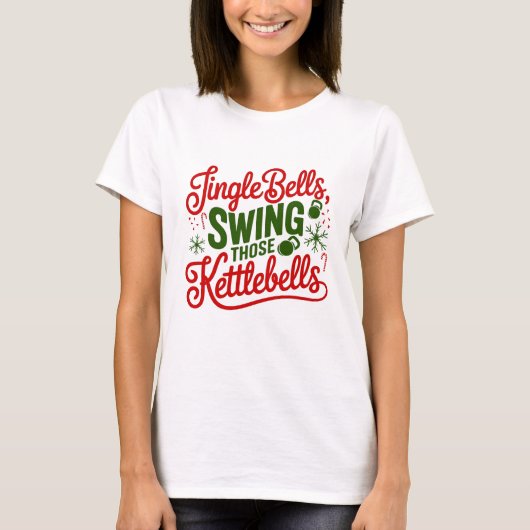 Jingle Bells、そのケトルベルTシャツをスイング Tシャツ (正面)