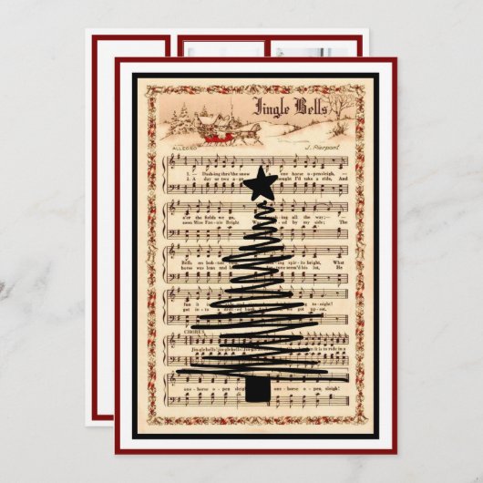 "Jingle Bells"楽譜ヴィンテージ5 Photo シーズンカード (正面/裏面)