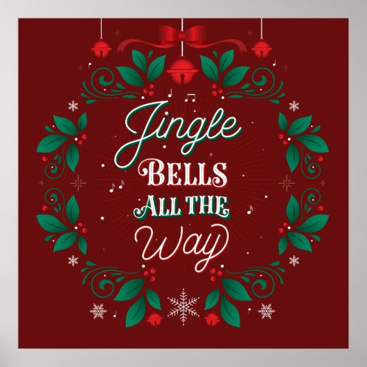 Jingle Bells All Way Christmas Poster 24x24 ポスター (正面)