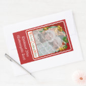 Jingle Bells Christmas Wishes Add-A-Photo Frame Re 長方形シール (封筒)