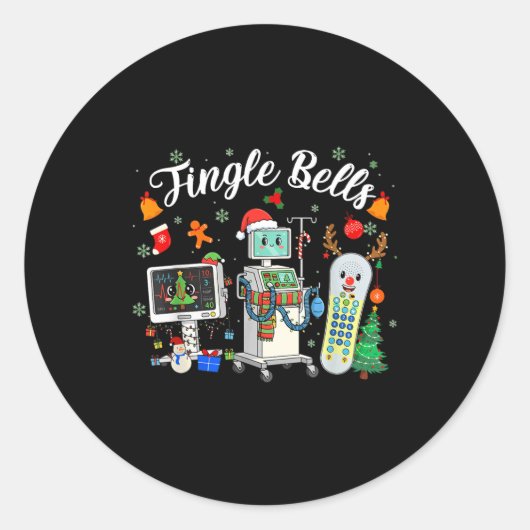 Jingle Bells Er Nurse Funny Christmas Tech Nursing ラウンドシール (正面)