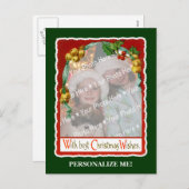 Jingle Bells Holiday Wishes Add-Any-Photo Frame シーズンポストカード (正面/裏面)