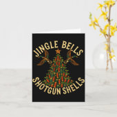 Jingle Bells Shotgun Shells Funny Hunting Christma カード (黄色い花)