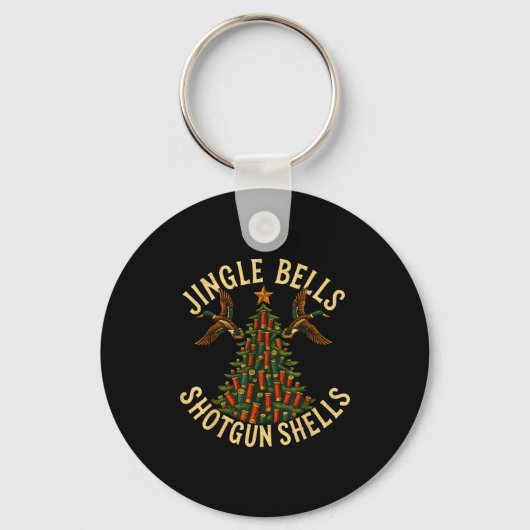 Jingle Bells Shotgun Shells Funny Hunting Christma キーホルダー (正面)