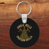 Jingle Bells Shotgun Shells Funny Hunting Christma キーホルダー (正面)