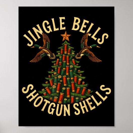 Jingle Bells Shotgun Shells Funny Hunting Christma ポスター (正面)