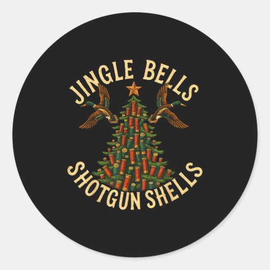 Jingle Bells Shotgun Shells Funny Hunting Christma ラウンドシール (正面)