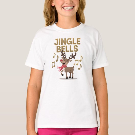 Jingle Bells Singing Reindeer Tシャツ (正面)