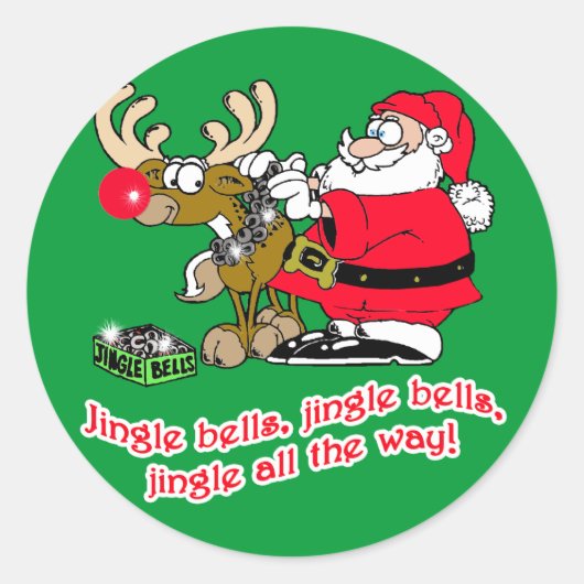 Jingle Bells Tシャツ、カード、ギフト ラウンドシール (正面)