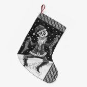 JINGLE BONES SANTA、ホリデースケルトン不気味、 スモールクリスマスストッキング (正面 (吊り時))