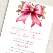 Jingle Bows Baby Toes Pink Bow Festive Baby Shower 招待状