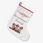 Jingle Cats Meowy パーソナライズされた Christmas ラージクリスマスストッキング (正面 (吊り時))