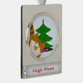 Jingle Claws Cat & Tree Holiday Ornament シルバープレートバナーオーナメント (右)