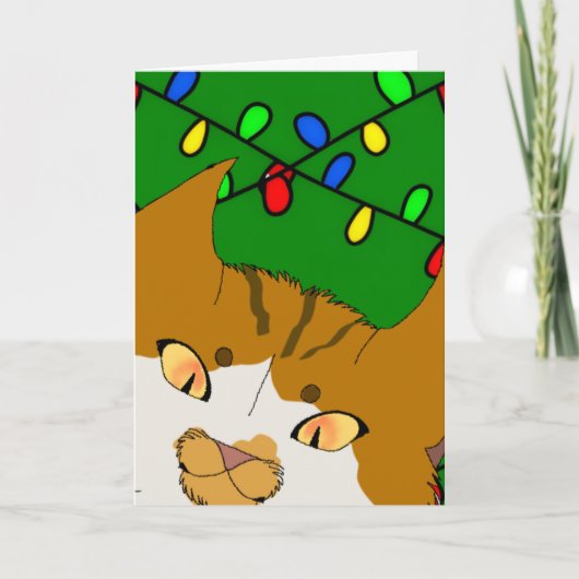 Jingle Claws Christmas Card Fun Cat Design カード (正面)