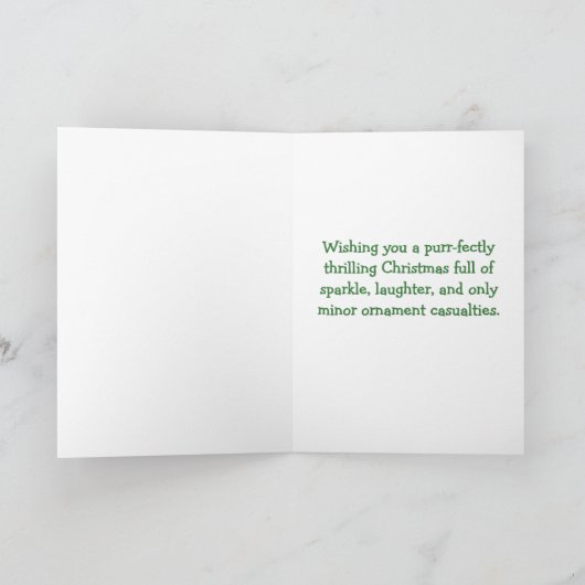 Jingle Claws Christmas Card Fun Cat Design カード (内部)