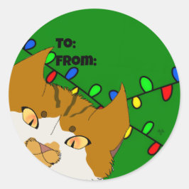 Jingle Claws Christmas Gift Tag Sticker ラウンドシール