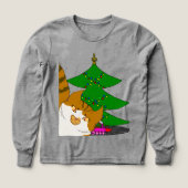 Jingle Claws & Christmas Tree Kids Long Sleeve T (デザイン正面)
