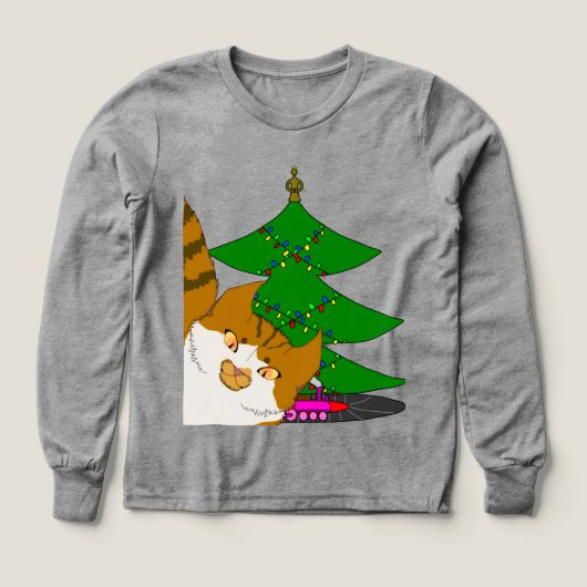 Jingle Claws & Christmas Tree Kids Long Sleeve T (デザイン正面)
